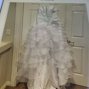 David's Bridal Strapless High Low Gown